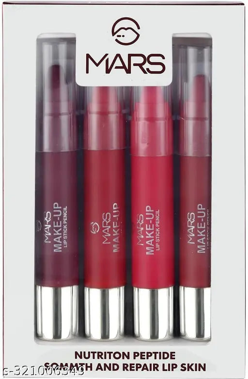 MARS Ultra Pigmented Super Soft Ultra Matte Lipstick Long Lasting Pack of 4 (Shade-F, 14.4 g)