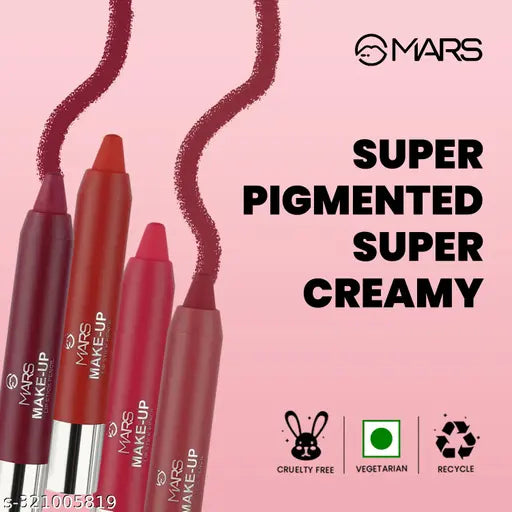 MARS Ultra Pigmented Super Soft Ultra Matte Lipstick Long Lasting Pack of 4 (Shade-F, 14.4 g)