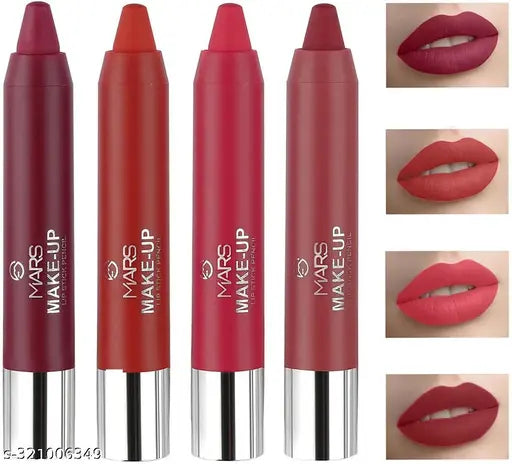 MARS Ultra Pigmented Super Soft Ultra Matte Lipstick Long Lasting Pack of 4 (Shade-F, 14.4 g)